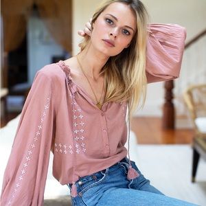 Emerson Fry Bardot Blouse in rose pink
